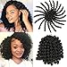Leeven 5 Pcs Wand Curls Crochet Hair Extensions Jamaican Bounce Wand Curl Hair Synthetic Braiding Hair 8 Inch 20 Strands 1B