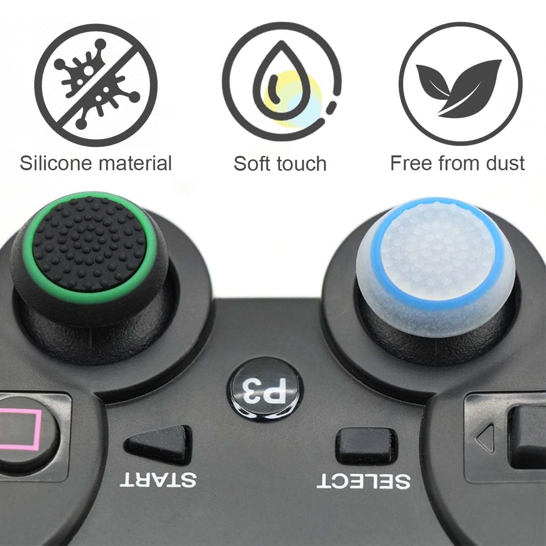 Paquete de 16 joysticks de Silicona de Repuesto, Tapas de Botones de Silicona, Tapas simuladas de Agarre de Joystick para Controladores PS5, PS4, Xbox 360, PS3