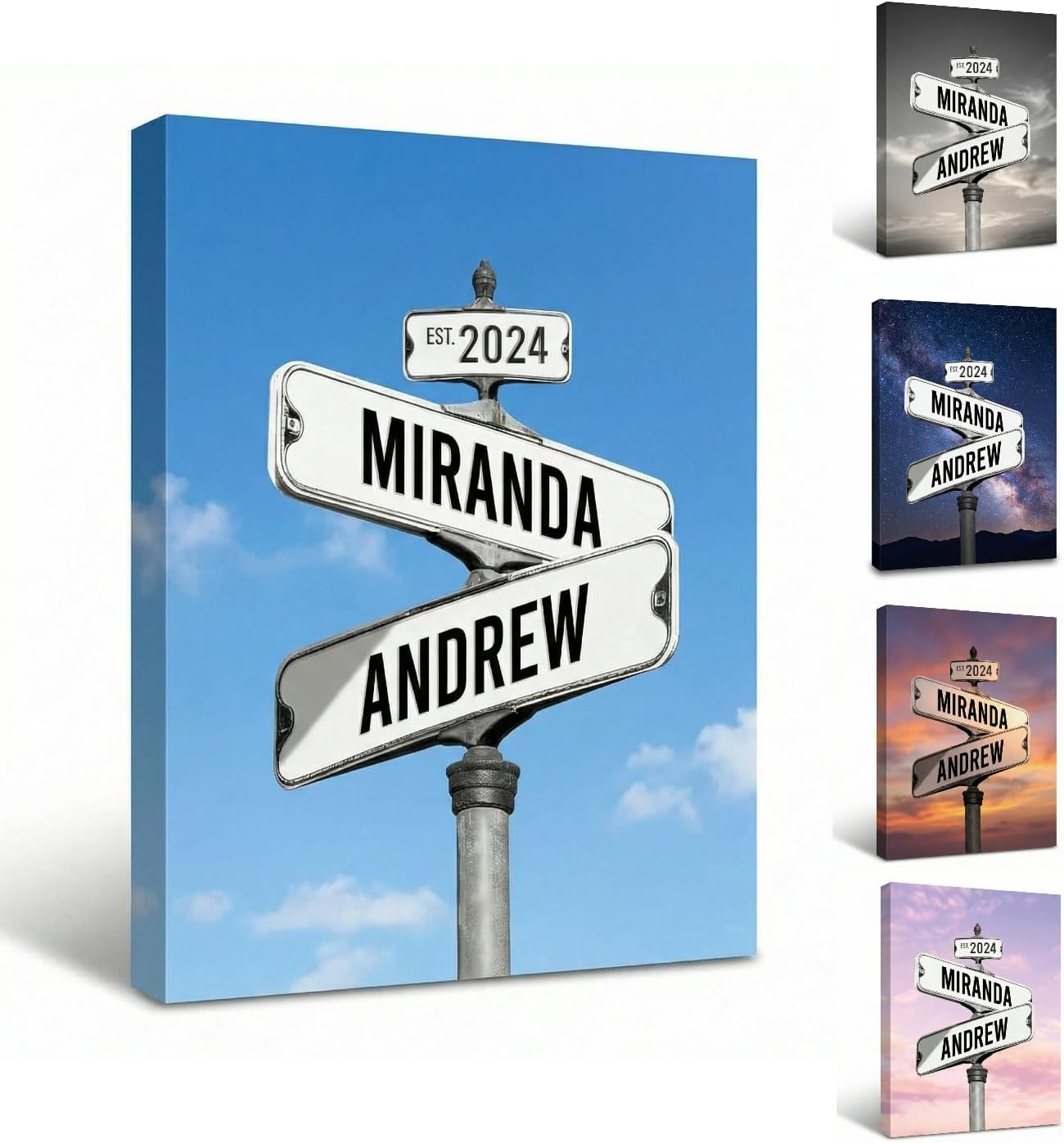 TWING Personalized Street Sign Wall Art for Couples,Custom Name & Date Street Sign Poster Canvas，Gifts for Girlfriend Boyfriend, Wedding Anniversary 18" W x 24" L （Made in USA）