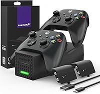 Vista 15 de Fosmon Carga rápida para Xbox Controller Charger Station para Xbox Series X S, Xbox One, Elite con 2 paquetes de baterías recargables de 5280 mWh
