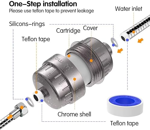 Miniatura 6 de Filtro de ducha de 15 etapas, filtro de agua dura, elimina el cloro, metales pesados y otros sedimentos, el suavizante de agua con vitamina C reduce