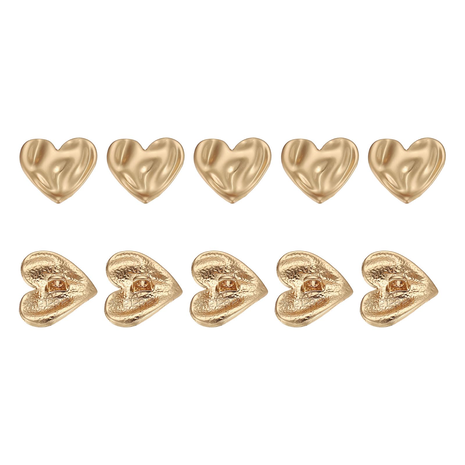 sourcing map 10Pcs Metal Heart Buttons, 18mm Heart Shape Sewing Craft Buttons with Single Hole for Sewing Blouse Shirt Button DIY Garments and Accessories, Matte Gold