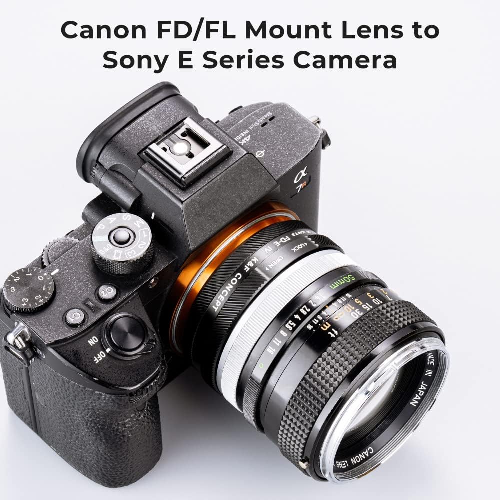 K&F CONCEPT FD-NEX Lens Mount Adapter Pro, Manual Focus FD & FL 35mm Lens Adapter Compatible with Sony E Mount Cameras