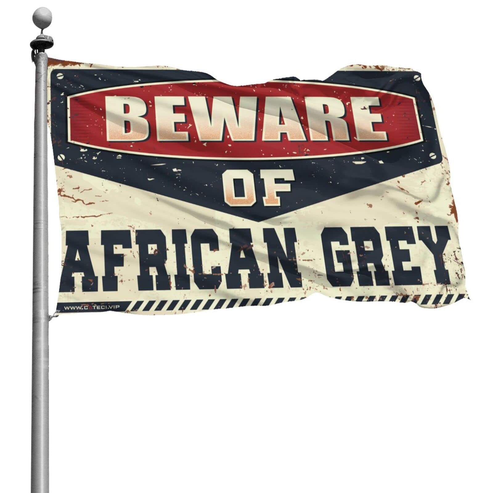 Drapeau amusant Beware of African Grey de grande taille 152x244 cm pour intérieur et extérieur
