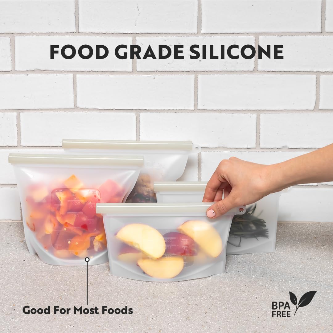 Reusable Silicone Bags for Food Storage Silicone Zip Lock Bags  Versatile Durable Reusable Snack Bags Set of Silicone Food Storage Bags 