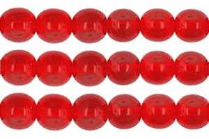 8mm Red Glass Hidden Hollow Beads - Transparent & Glossy