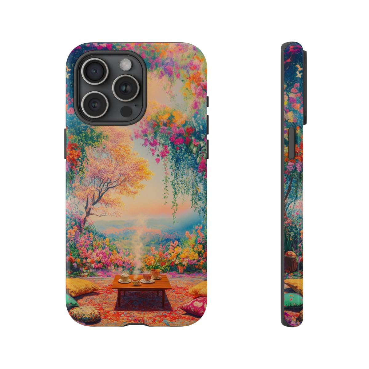 Coque iPhone 15 Pro Max robuste fleurie pour protéger des rayures sans perdre de style