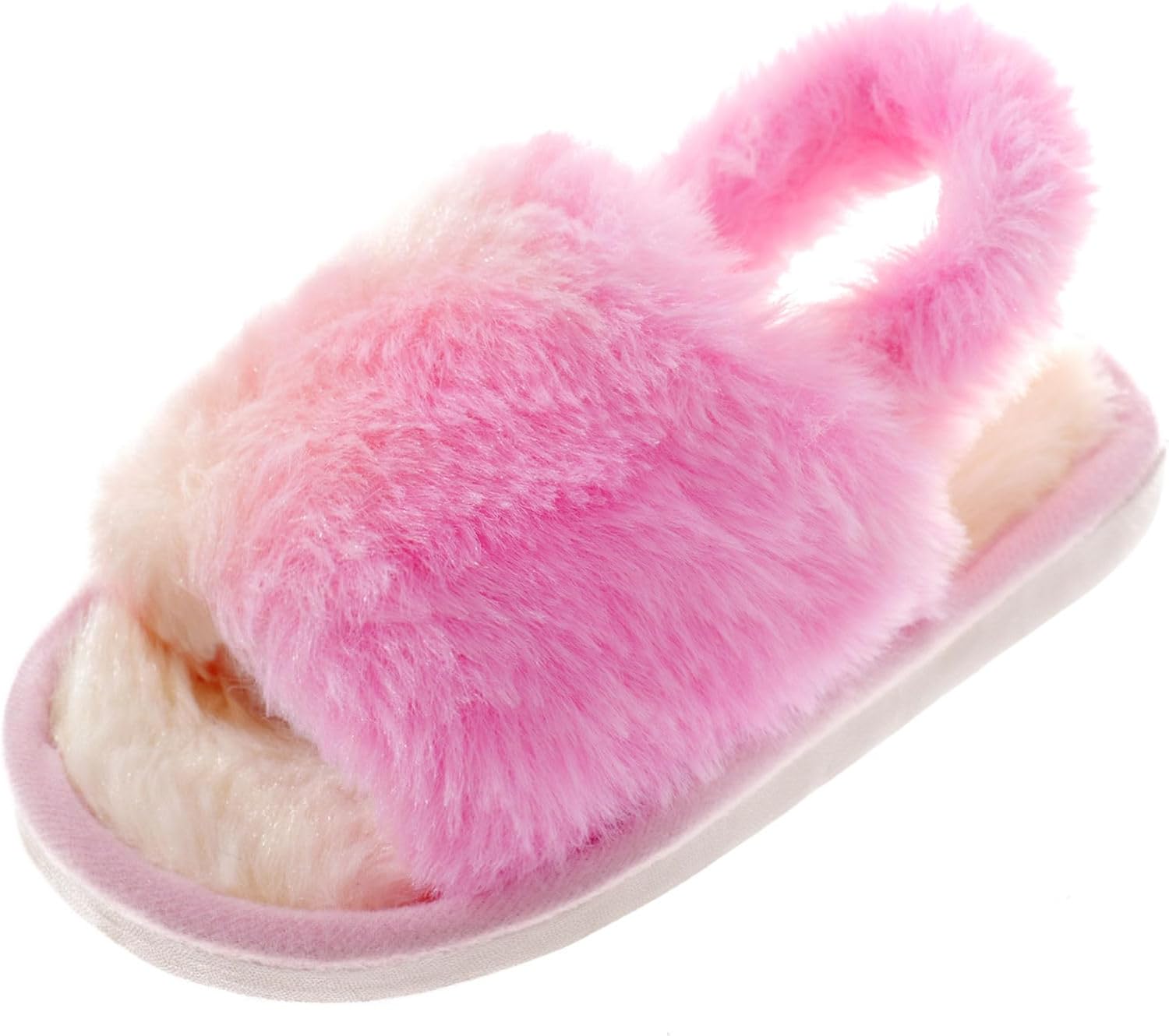 Fluffy Slippers Girls - Open Toe Comfort