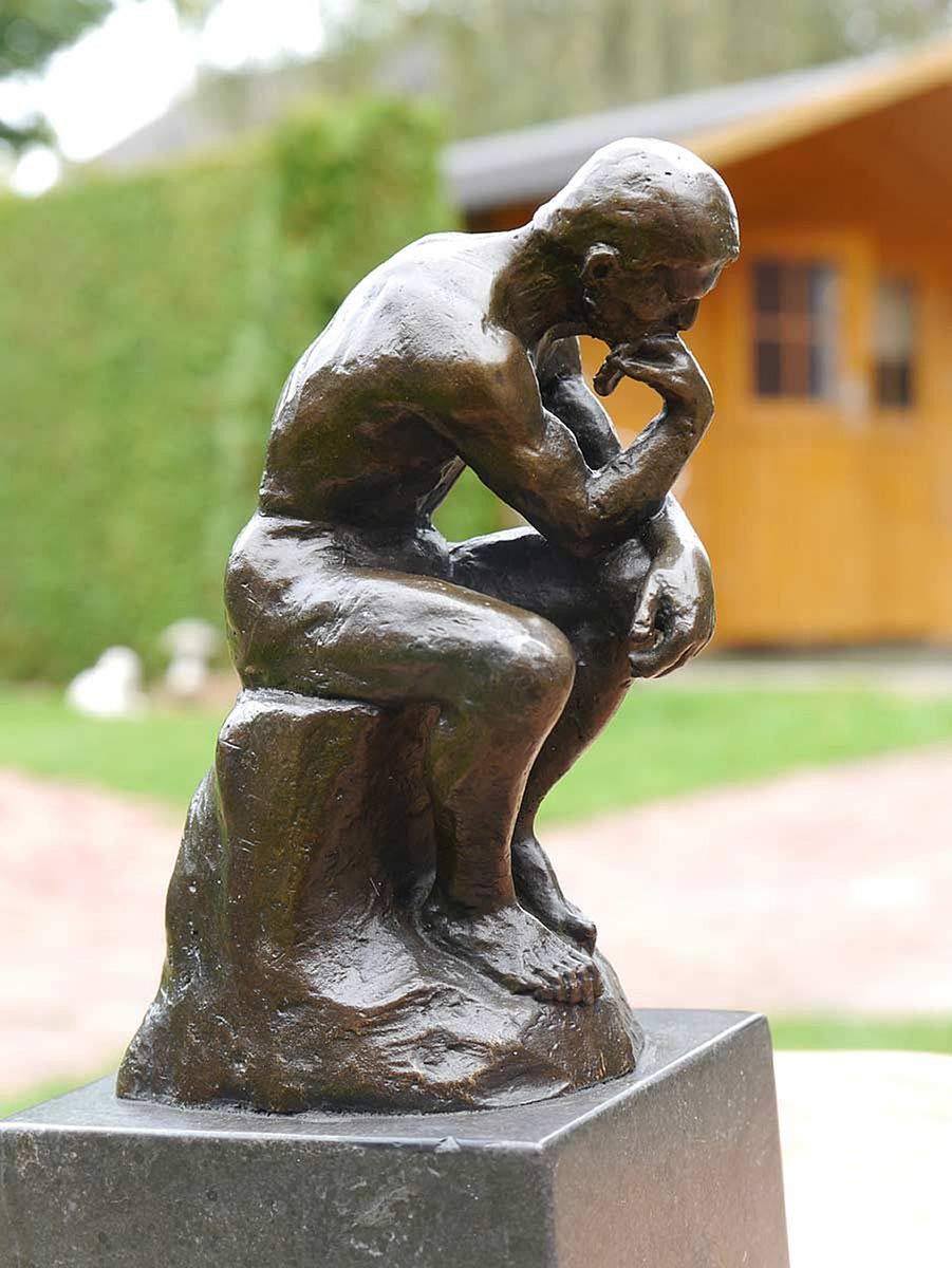 Bronze Figur der Denker nach Auguste Rodin auf edlem Marmorsockel | Skulptur Statue Dekoration | H: 19 cm (873)