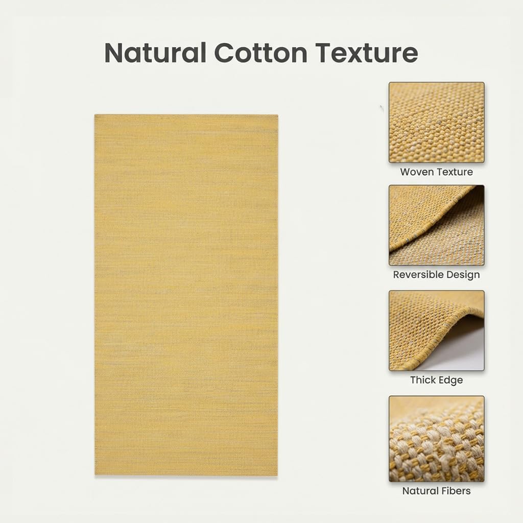 LFH Home Handmade Cotton Yoga Mat Cotton Rug picnic mat For Exercise, Workout, Fitness - Perfect Heavy Quality Eco Friendly Natural Cotton Woven Reversible Yoga Mats for Men & Women - 72x26 Inch.