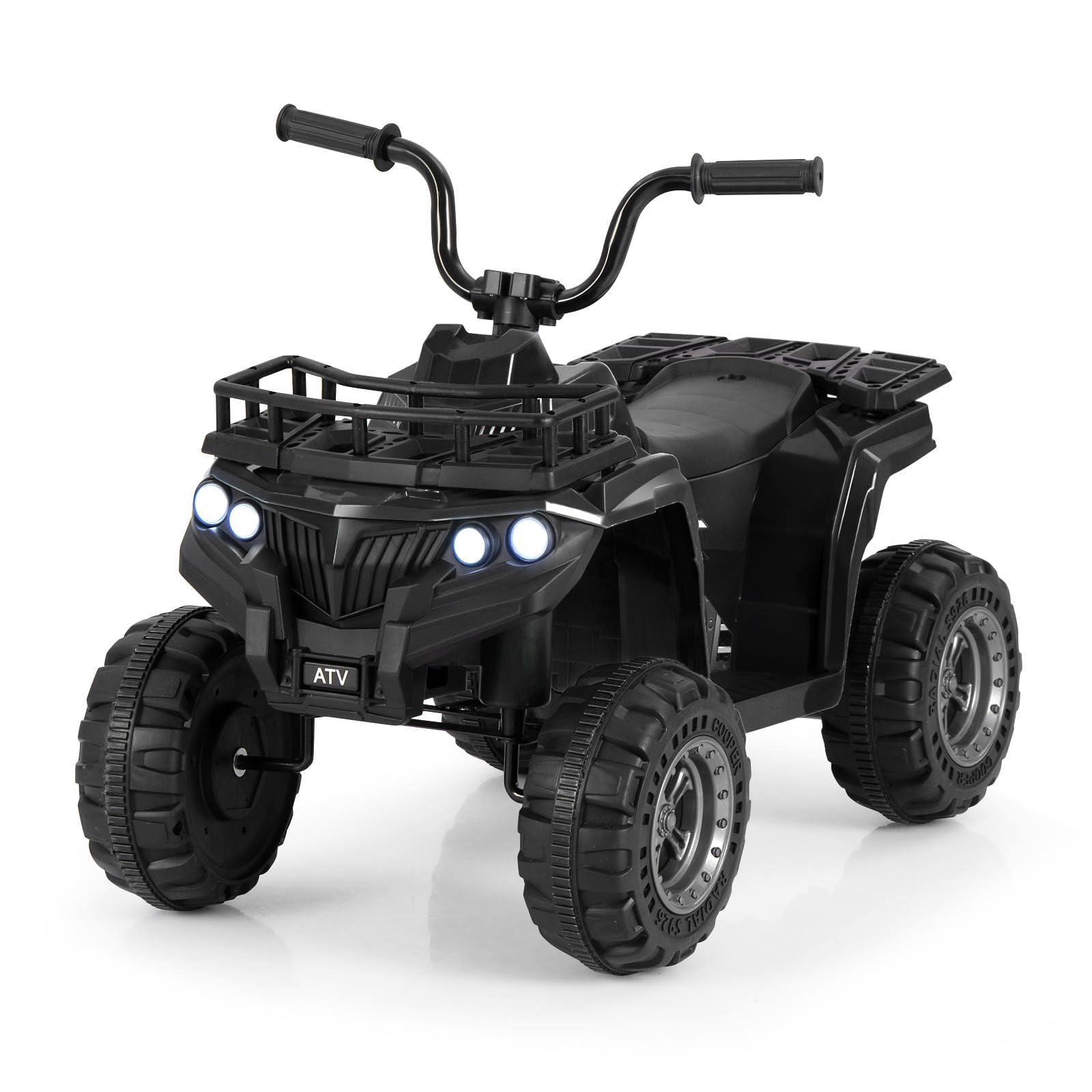 GOPLUS Quad elektryczny dla dzieci 6 V, dla dzieci Ride-On ATV z uruchamianiem jednym przyciskiem, odtwarzacz MP3, reflektory LED i kosz do przechowywania, samochód elektryczny dla chłopców i