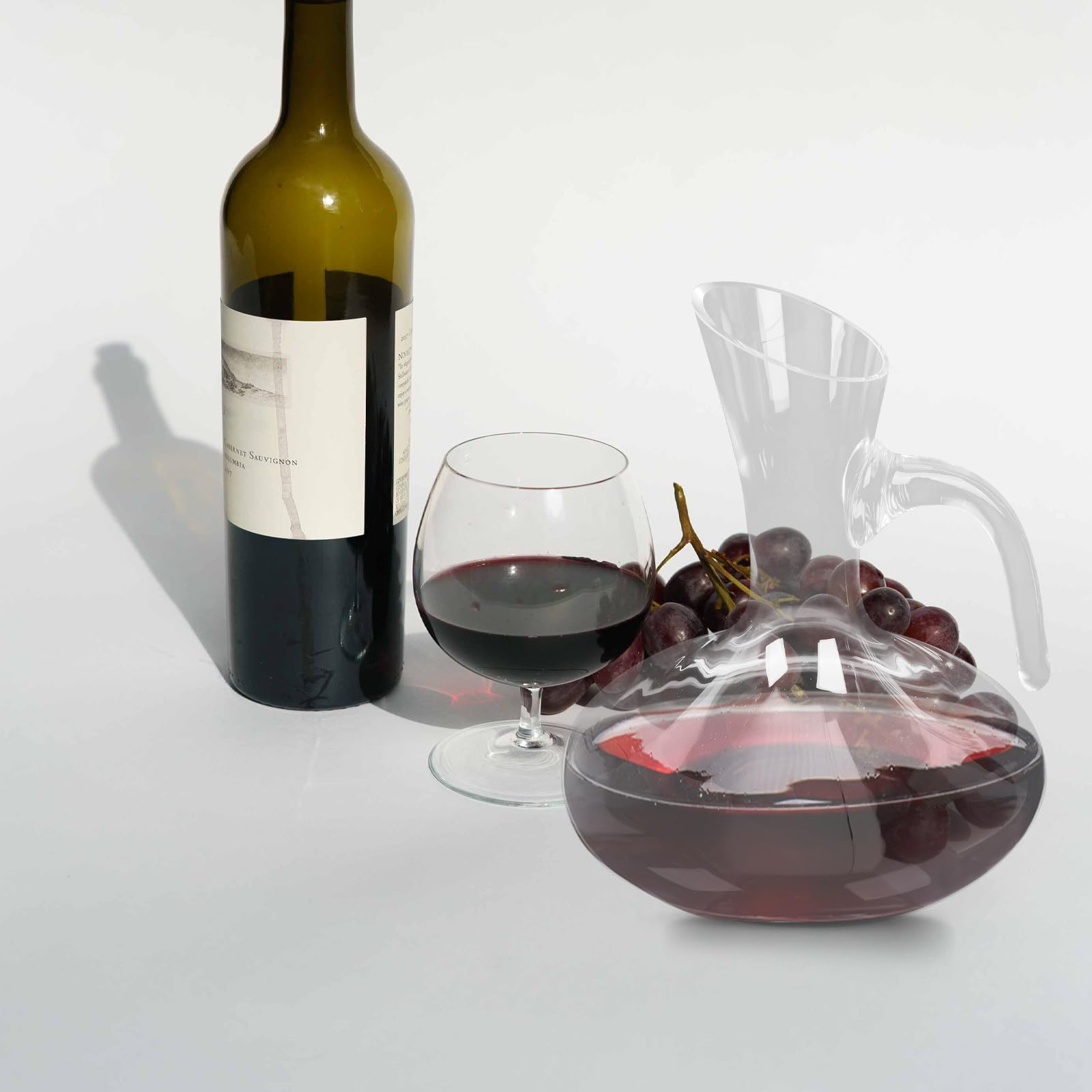 Zerodeko Decantador de Vino de Vidrio Ligero Capacidad de 1800ml y Boca Inclinada para Servir Fácil en Fiestas y Reuniones