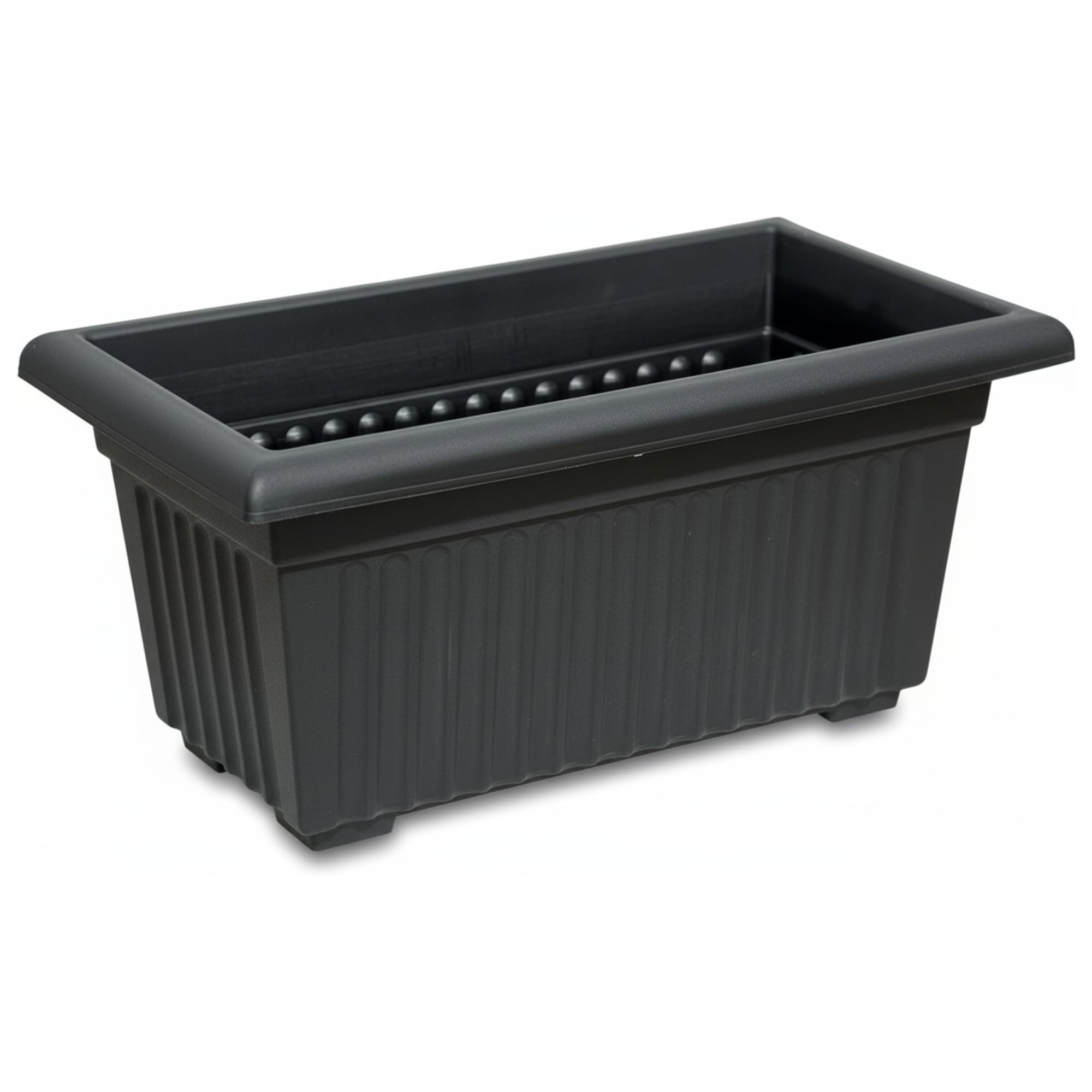KYZ'Z Large Rectangular Garden Trough Planter Box - Durable Plastic Plant Pot for Outdoor Flower, Herb & Vegetable Growing - Weather Resistant Troughs for Patio, Balcony, Fence (1x Black, 55cm)