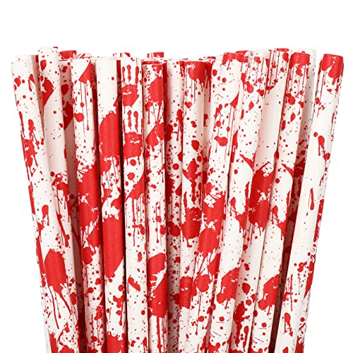 Pitillos de papel para Halloween 200 piezas rojo y blanco miniatura 1