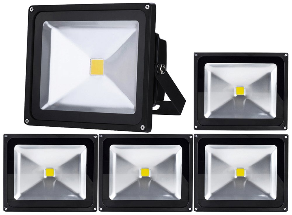 5pcs 50W LED Foco Proyector,ALPHA DIMA 50W LED Foco Proyector,ALPHA DIMA IP65 Impermeable Luz de Seguridad,Iluminación Interior y Exterior,Lámpara Blanco Frío 6500K Negro