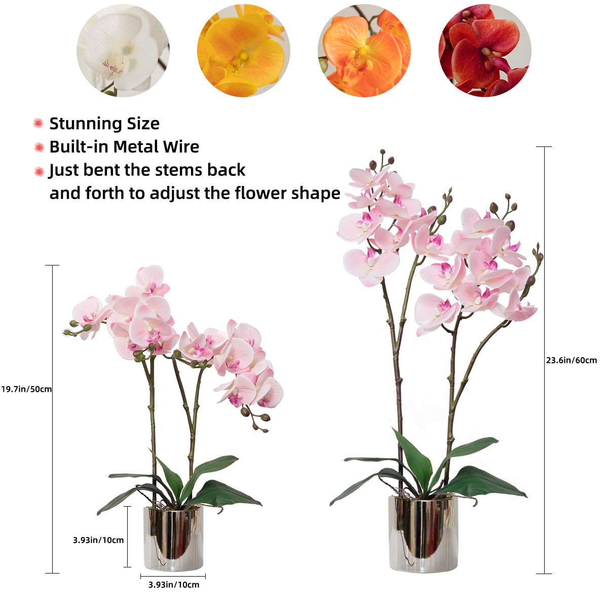 Künstliche Orchideen Im Keramiktopf – 50 Cm, Rosa, Lebensechte Seide – Pflegeleicht Für Wohnung, Büro & Tischdeko