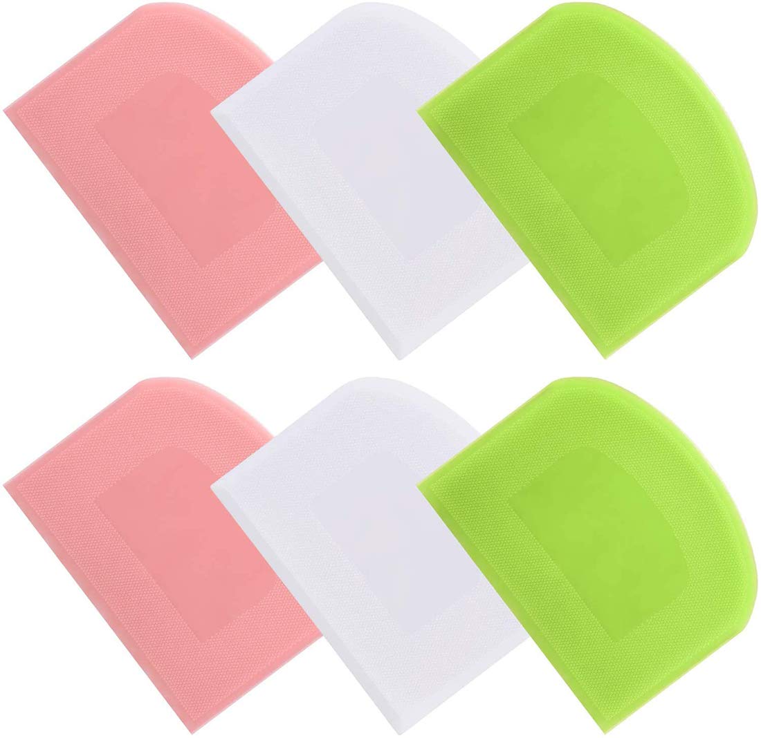 6 Pieces Plastic Dough Scraper Bowl Scraper Multicolored Dough Cutter Cake Scraper Smoother for Kitchen Cooking Cake Fondant Bread Dough Making