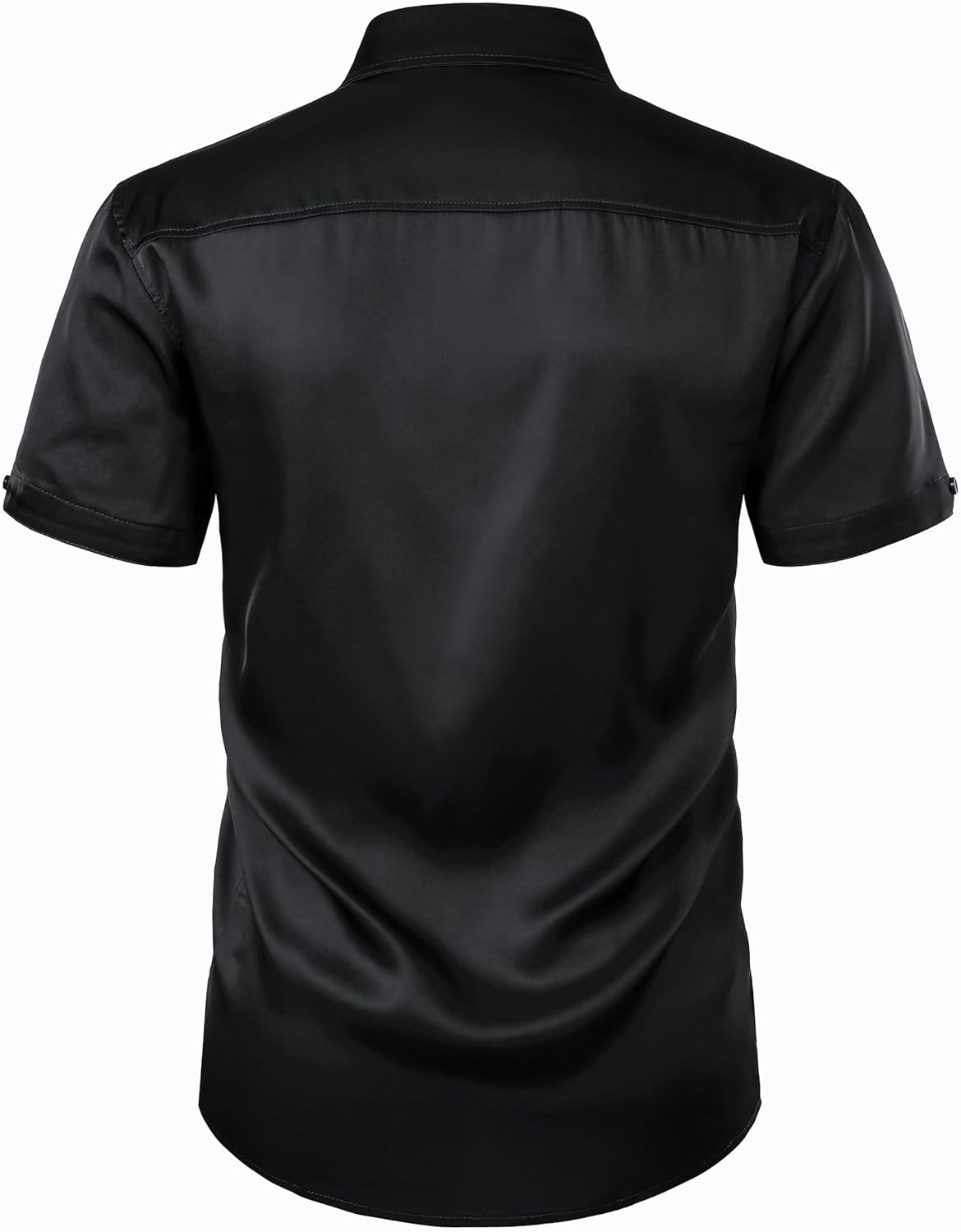 ZEROYAA Men's Hipster Shiny Silk Satin Shirt Regular Fit Short Sleeve Casual Button Down Dress Shirts for Summer Party - Image 3
