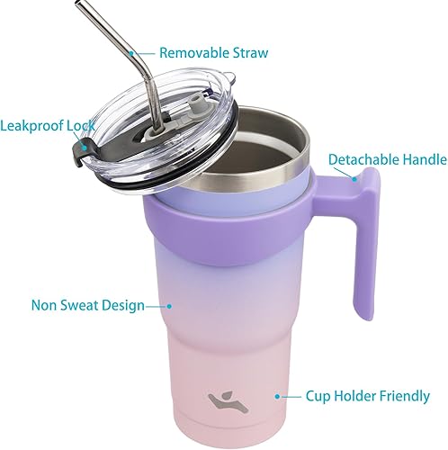 Miniatura 365 de 10 oz Tumbler with Handle and 2 Straw 2 Lid, Insulated Water Bottle Stainless Steel Vacuum Cup Reusable Travel Mug,Turquoise Negro