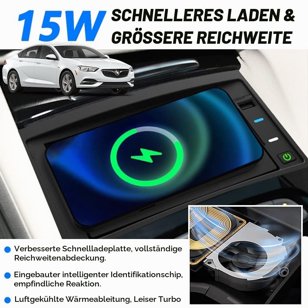 Kabelloses Ladegerät Auto für Opel Insignia B/MkII (Z18) 2018-2022, 15W Qi Schnellladendes Handy-Ladegerät für Opel Insignia B (Z18) Center Console-Zubehörfeld, Geschenk für Opel-Besitzer