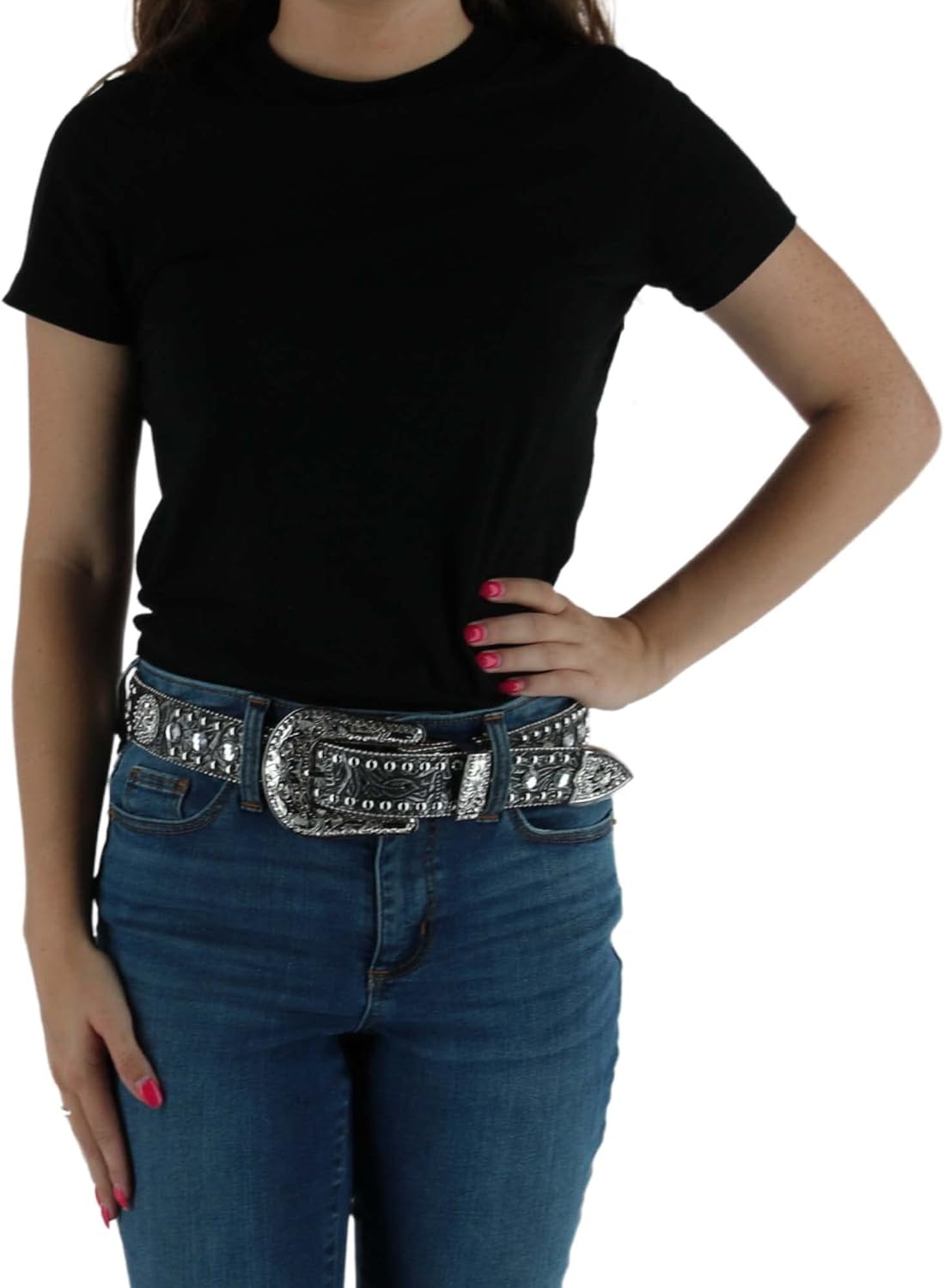 Blazin Roxx Ladies Leaf Pattern and Bling Belt