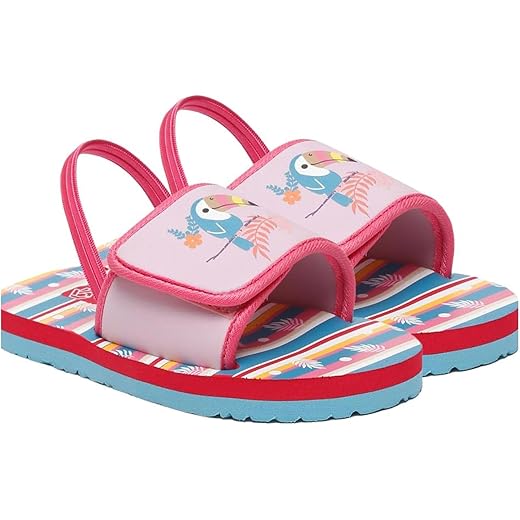 Cartoon Pink Adjustable Strap Slippers Girls 1-4 Years