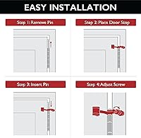 Vista 5 de Design House 181834 - Protector de pared para puerta con bisagra jumbo con punta de goma, tapones de puerta ajustables de níquel satinado, 5