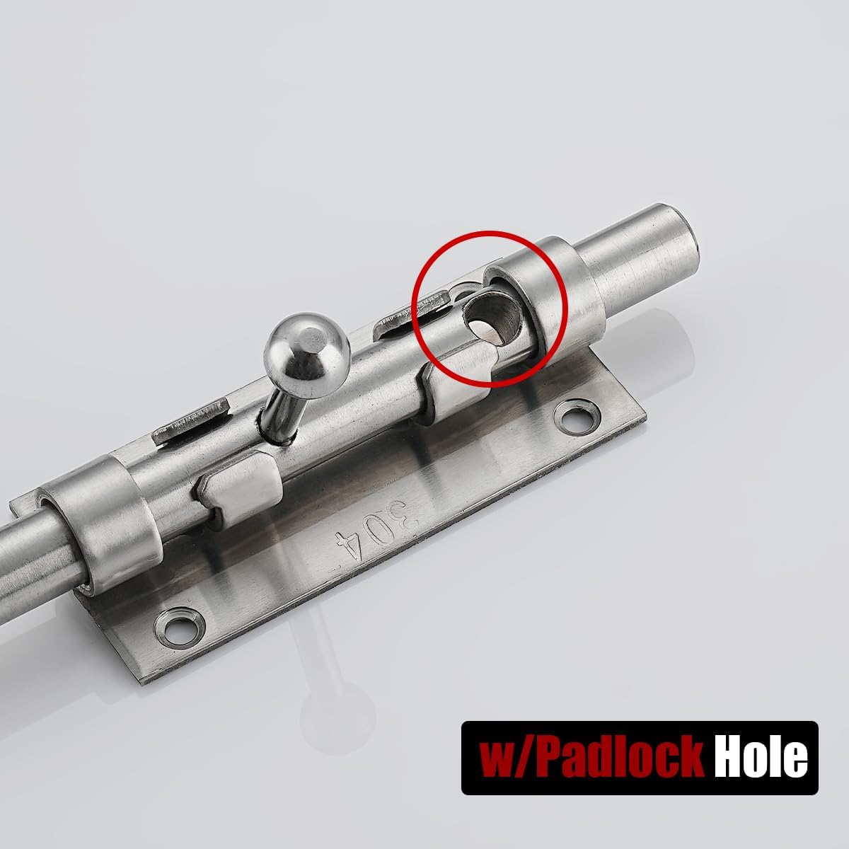 JQK Sliding Bolt Gate Latch, 6.3 Inch (Thick 2.4mm) Heavy Duty 304 Stainless Steel Barrel Bolt with Padlock Hole, Interior Door Latches Brushed Finish, DL300-BN