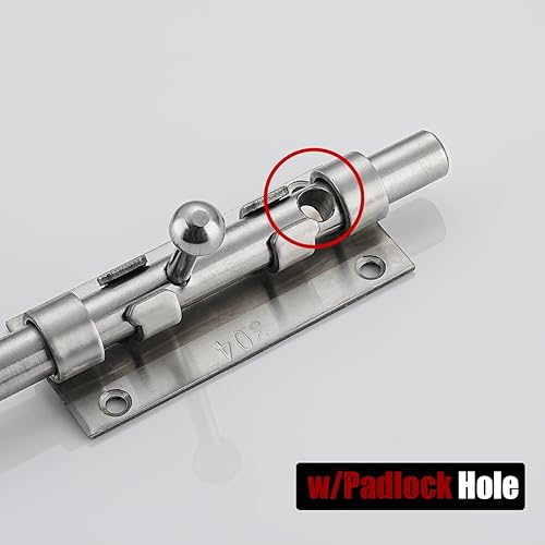 Miniatura 3 de JQK DL300-BN-P2 - Pestillo de puerta corrediza, 6.3 pulgadas (grosor 0.094 in) de acero inoxidable 304 resistente con orificio para candado,