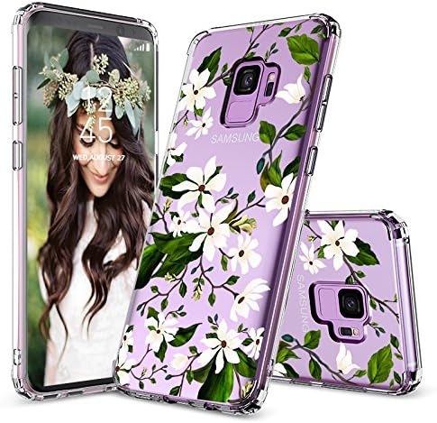 MOSNOVO Galaxy S9 Case, Galaxy S9 Clear Case, Girl Floral Magnolia Flower Pattern Clear Design Transparent Plastic Phone Case with Soft TPU Bumper Protective Case Cover for Samsung Galaxy S9 (2018)