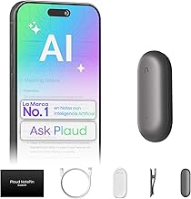 Plaud NotePin Grabadora de Voz con IA, Control por App para Tomar Notas, transcripción y Resumen con IA, soporta 112 Idiomas, 64 GB, grabadora de Audio para conferencias, reuniones, Gris Cósmico