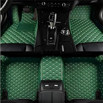Custom car Floor mats Suitable for 98% car Truck SUV,car mats All Weather Personalized,Full Coverage Luxury Car Mats, Anti-Slip Leather Floor mats.Floor Liner Car Accessories (Green Beige)