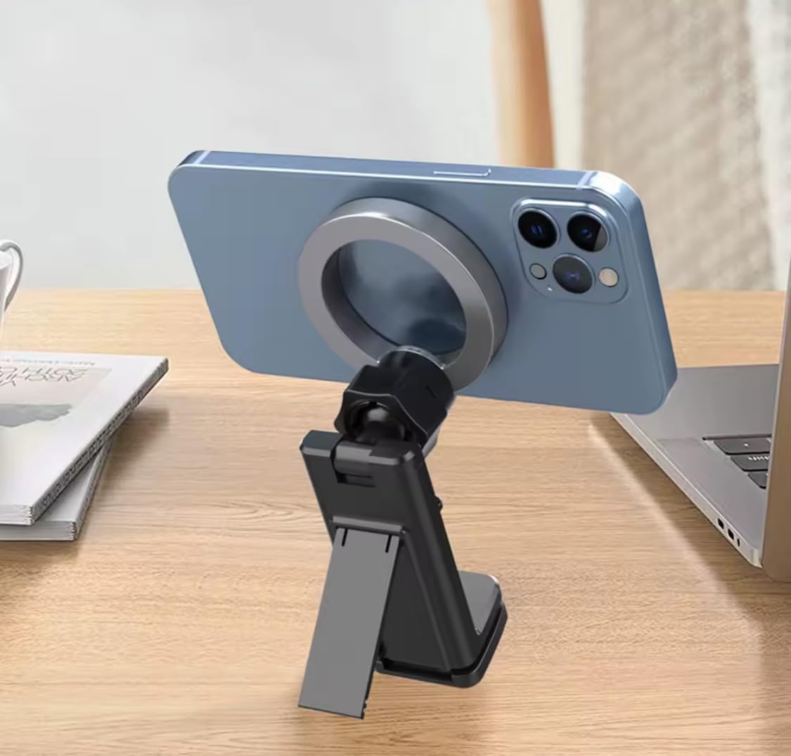 Travel Phone Holder – Clip Mount for Airplane Seat, Luggage Handle & Desk – Universal Foldable Magnetic Stand for iPhone, Car, Rail & Kitchen Use