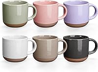 Gencywe Morandi Color Ceramic Espresso Cups Set of 6 - 5oz Demitasse Mugs with Handles, Porcelain, Microwave Dishwasher Safe