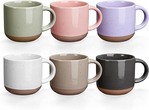 Miniatura 7 de Juego de 6 mini tazas de café de cerámica de 5 onzas con asa, tazas de café de porcelana Demitasse, tazas de café de color blanco, aptas para
