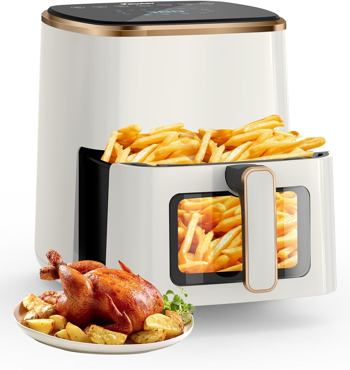 VEWIOR Air Fryer, 5.3Qt Airfryer with Viewing Window, 7 Custom Presets Large Oven with Smart Digital Touchscreen,Non-stick and Dishwasher-Safe Basket