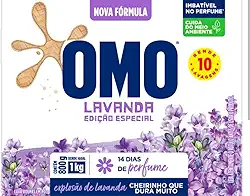 sabão em Pó Omo Lavanda Edição Especial, Detergente em Pó para Roupas, Perfume de Longa Duração, 800g, Rende 10 Lavagens