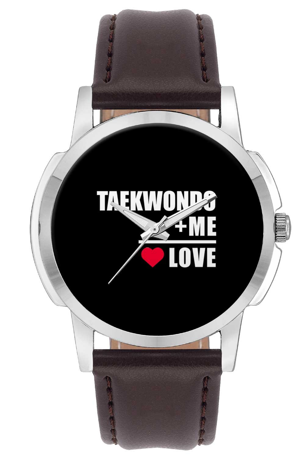Wrist Watch for Men - Me + Taekwondo = Love | Best Gift for Taekwondo Lovers - Analog Mens and Boys Unique Quartz Leather Band Round Designer dial Watch (B074CNKSZ4) Amazon Price History, Amazon Price Tracker