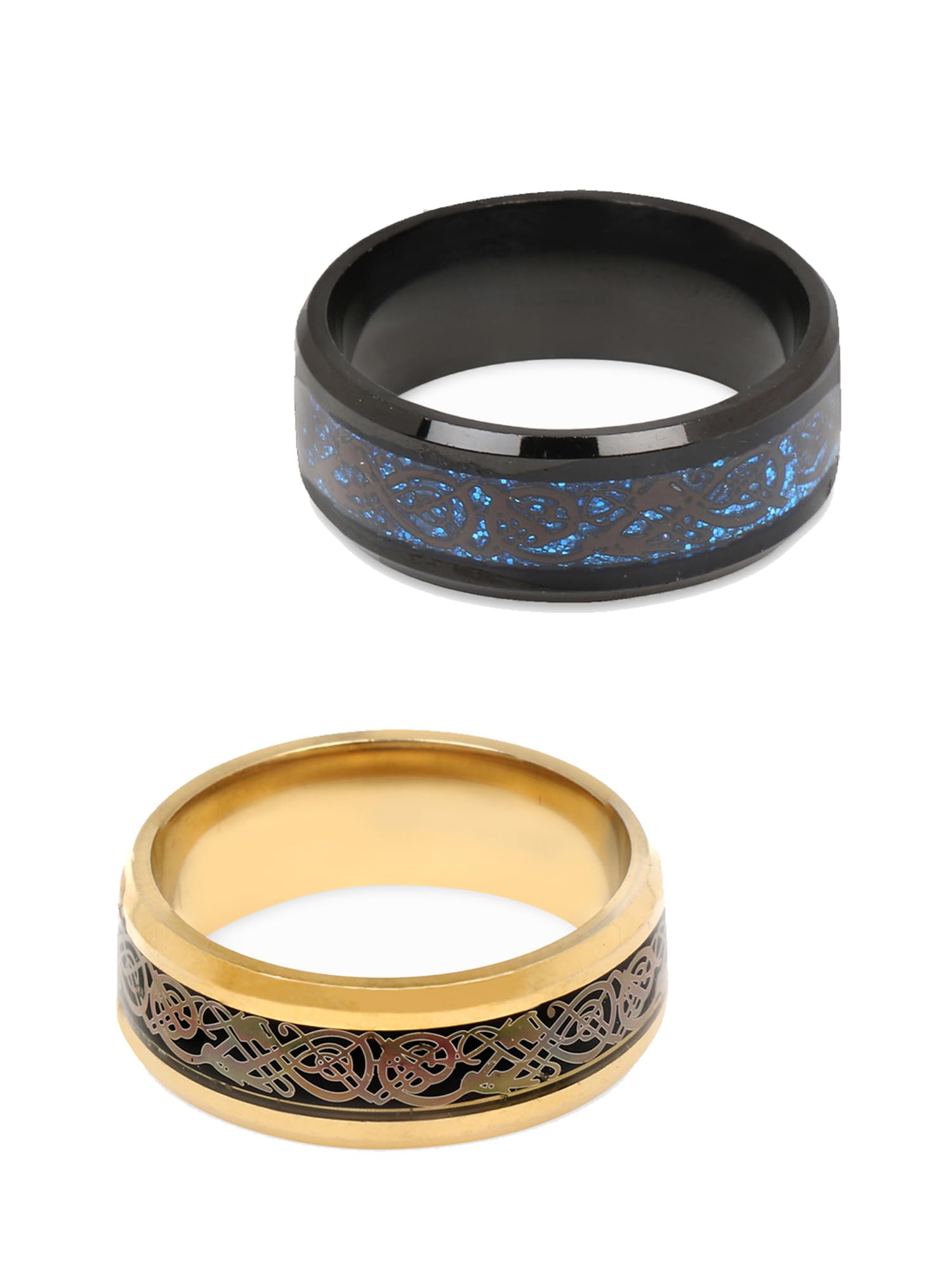 Yellow Chimes 2 Pcs Combo Dragon Celtic Inlay Polish Finish Titanium Steel Gold/Blue Rings for Men & Boys (B08ZC7WJG4) Amazon Price History, Amazon Price Tracker