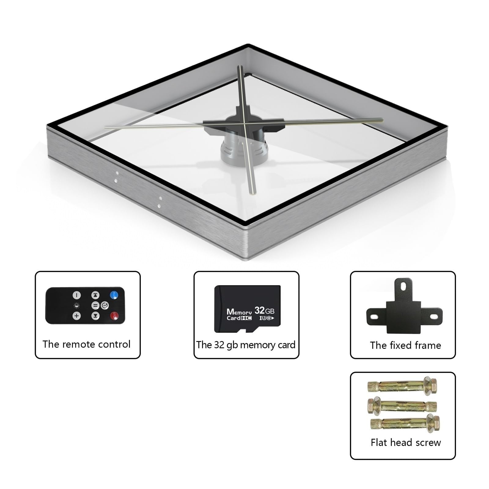 Holograficzny Wentylator 3D, 3D Hologram Fan LED Light Beads Holograficzny wentylator z gołym okiem ze stopem aluminium 624 koraliki