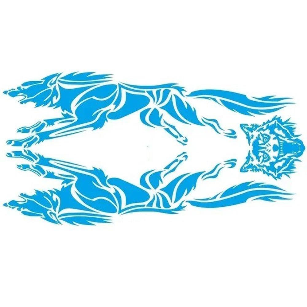 Fiery Wolf Car Stickers Hunting Decal Animal Vinyl Motorcycle Auto Sticker Universal(Blue)
