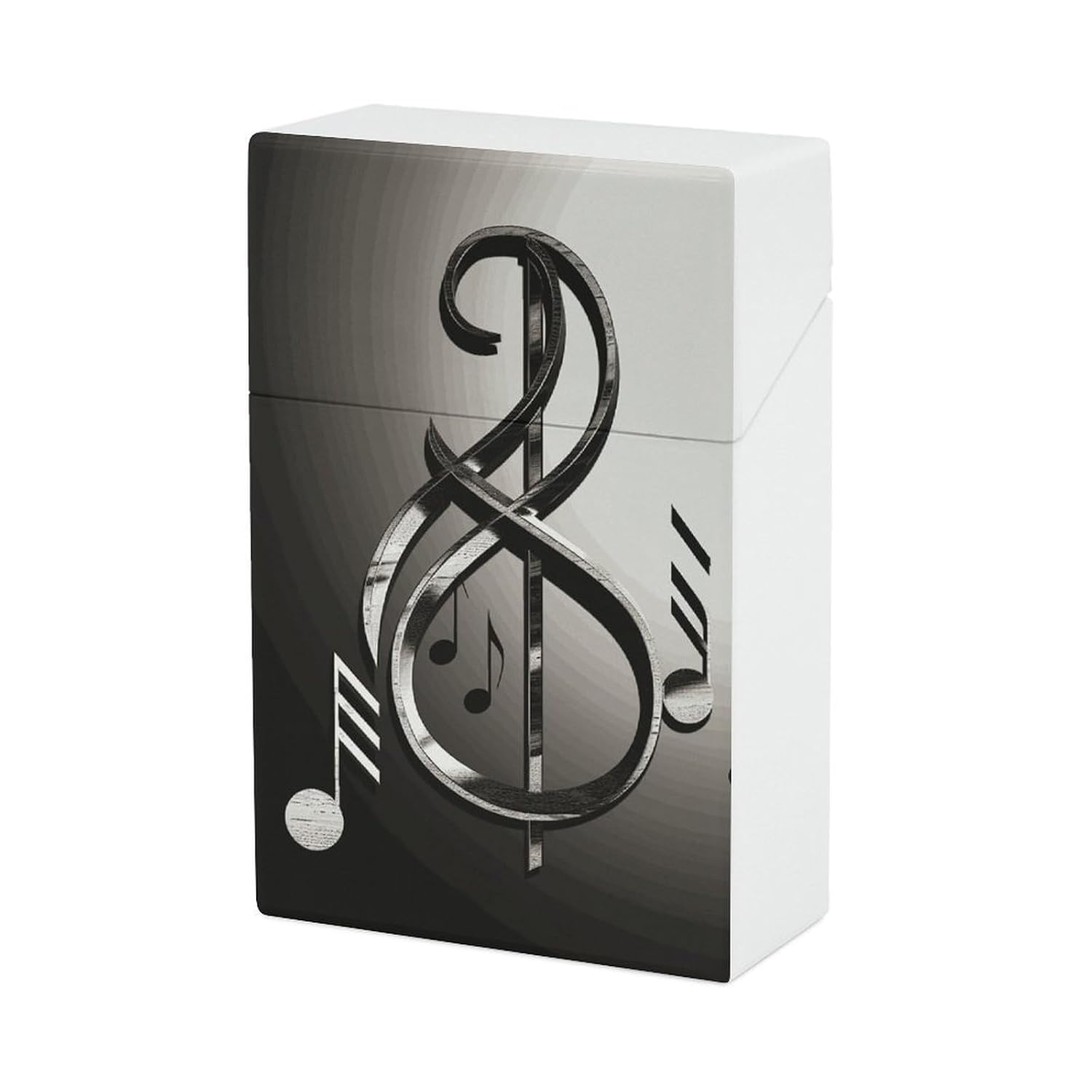 Music Symbol Cigarette Case for King Size Retro Holder Case with Exquisite Carved Patterns Box 20 Regular Size Cigarettes