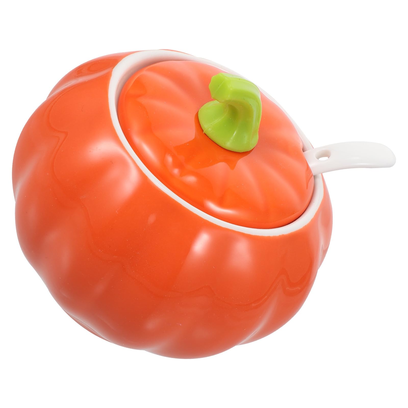 Tarro de cerámica naranja MAGICLULU con tapa y cuchara para especias de cocina