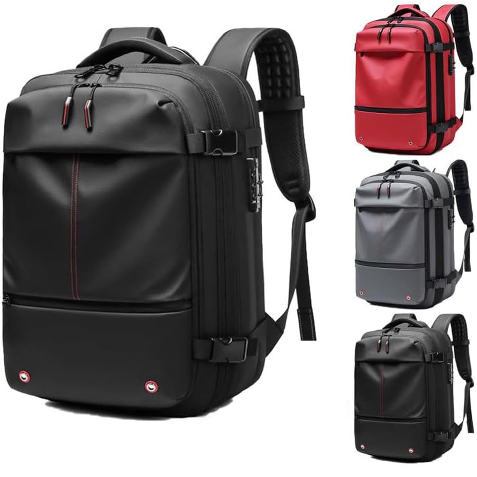 Visnalefry Zaino a compressione sottovuoto da 53,3 cm con ruote, espandibile, impermeabile, da portare in viaggio, borsa per laptop, zaino per bagagli approvato dal volo (zaino sottovuoto integrato