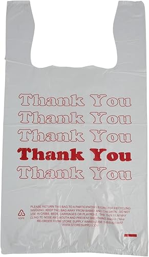 Caja blanca de agradecimiento de 500 a 11  x 6 x 21 pulgadas grosor de 048 mil HDPE tamaño estándar de supermercado