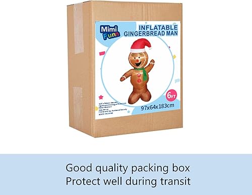 Miniatura 7 de Mimi Funn - Hombre de jengibre inflable de Navidad de 6 pies, bonita decoración de patio inflable de Navidad con LED integrados para patio, césped,