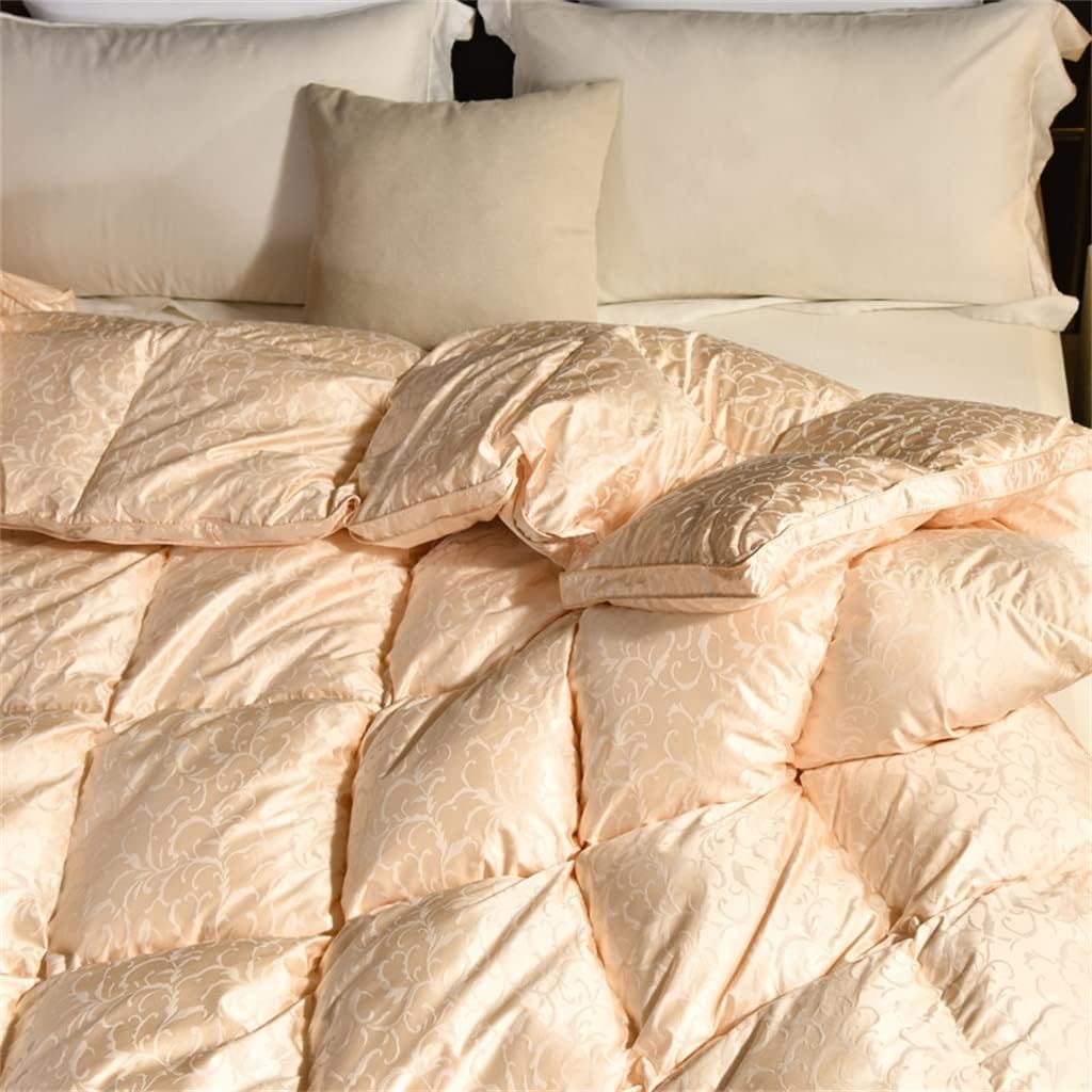 White Duck Down Quilt Down Fluffy Cozy Four Seasons Duvet Brocade Warm Queen King Quilted Comforters(200X230cm 2.5kg)