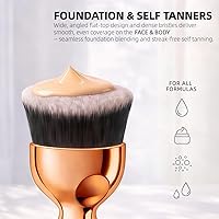 Vista 5 de Brocha de base Kabuki con parte superior plana en ángulo, cepillo vegano para mezclar y pulir maquillaje facial y corporal, autobronceador, cepillo