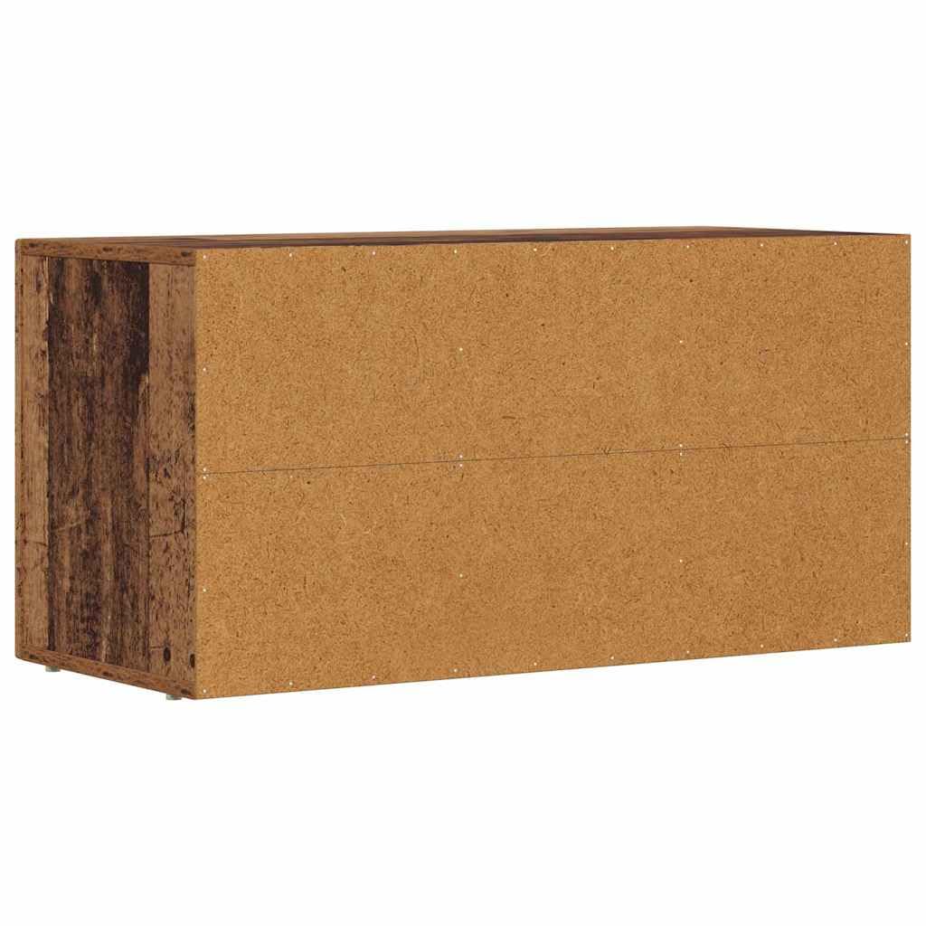 Mobile TV basso effetto legno anticato, 80 x 35 x 40 cm, in legno