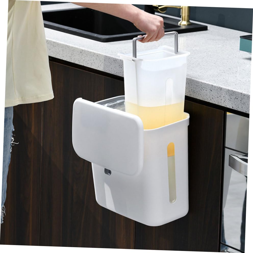 Caneca de basura rectangular blanca de plástico 10L miniatura 7